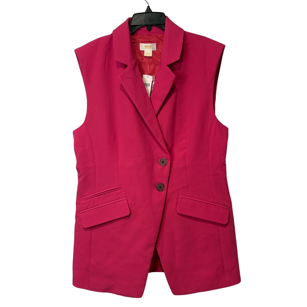 Maeve Anthropologie Sleeveless Blazer Vest Womens M Pink‎ Double Breasted NEW